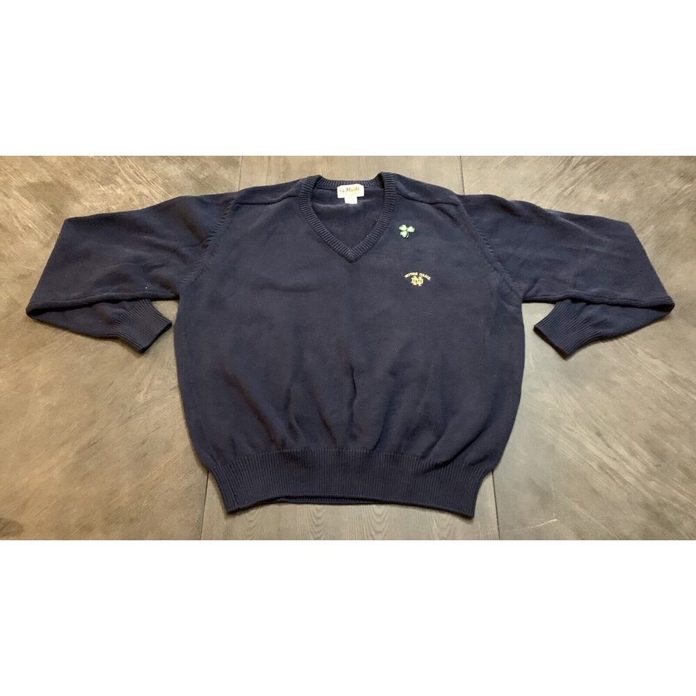 Vtg La Mode University Of Notre Dame Fighting Irish Champion V-Neck Sweater L